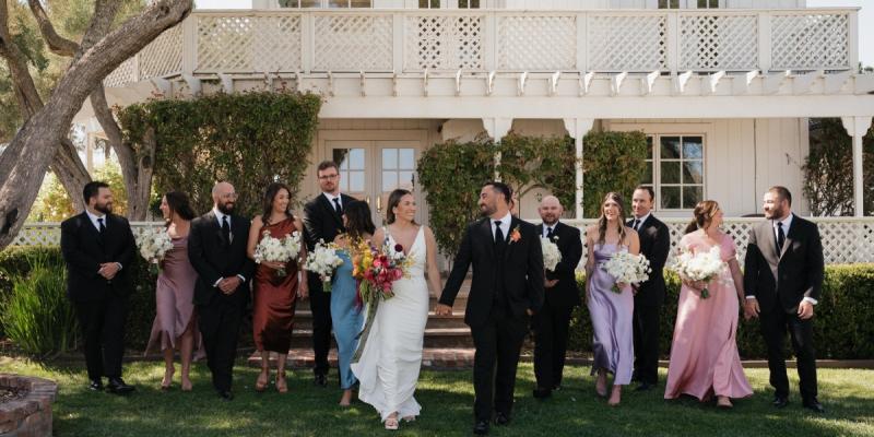 Wedding party celebrating at a private estate vineyard, showcasing an intimate luxury wedding venue in Hollister, CA