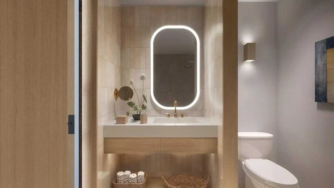 Bathroom rendering at the MOHI by Appellation in morgan Hill